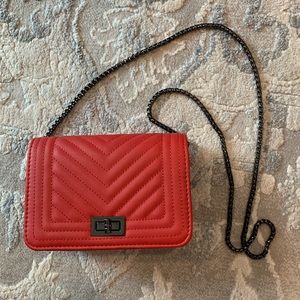 Red purse with black chain handle!
